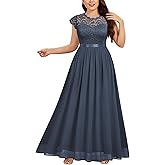 Miusol Women's Formal Floral Lace Plus Size Bridesmaid Party Maxi Dress
