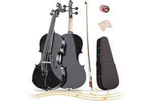 EPOFIT 4/4 Full Size Beginner Violin, Acoustic Fiddle Set for Adults, Teens, and Students (Age 12+), with Case, Bow, Bridge, and Rosin (Black)