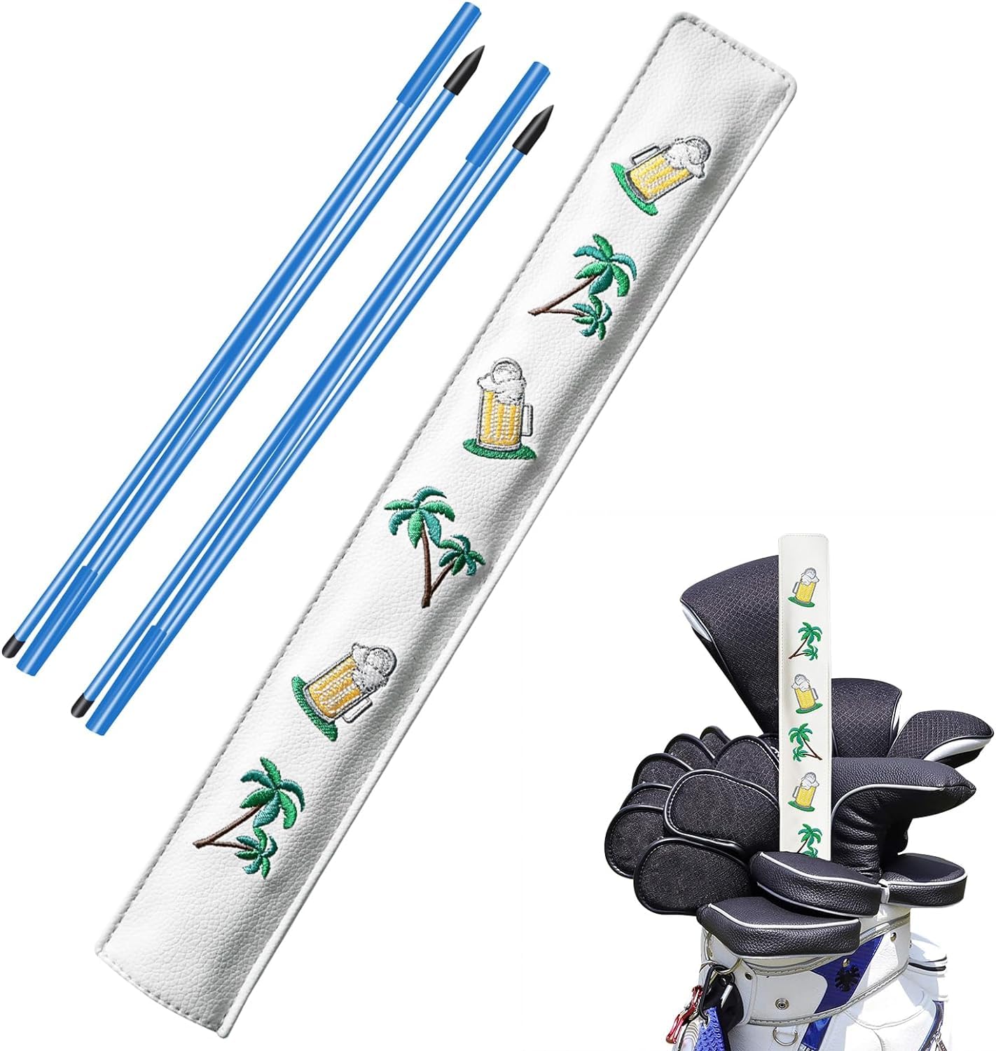 AMRTA Golf Alignment Stick Training Aid Foldable Rods 2 Sticks with Cover, Practice Aid for Aiming Putting Swing Trainer Posture Corrector Indoor Outdoor (Blue)