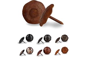 BORDERLAND RUSTIC HARDWARE 10 Pack 1" Small Round Head Clavos Decorative Nails – Rusted – Handmade Rustic Round Fasteners for Farmhouse Shutter, Faux Wood Beams, Barn Door, Shutters, and Gates – Ornamental Wood Accent