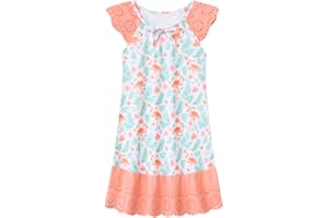 Vieille Girls Nightgowns Cute Princess Sleepwear Flutter Sleeve Pajamas Nightie Dress 5-12 Years