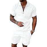 Beotyshow Mens Polo Shirt and Shorts Sets Outfits 2 Piece Fashion Summer Tracksuits Casual Short Sleeve Set