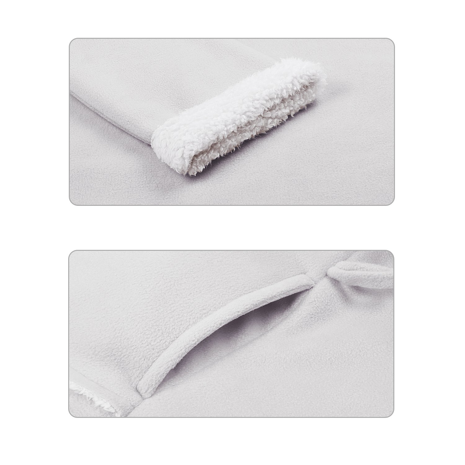 Tirrinia Womens Short Sherpa Robe Plush Hooded Bathrobe With Pockets Pajama Gey