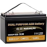Weize BCI Group 31M Dual Purpose AGM Battery, 240RC 825CCA 12V 110AH Starter &amp; Deep Cycle Sealed Marine &amp; RV Battery