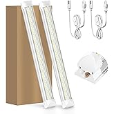 ONLYLUX LED Shop Lights, LED Tube Light 25W 6000K(2 Pack) | Garage Lighting, Super Bright, Under Cabinet Lighting, Linkable with Plug Shop Lights for Garage Workbench Workshop Basement