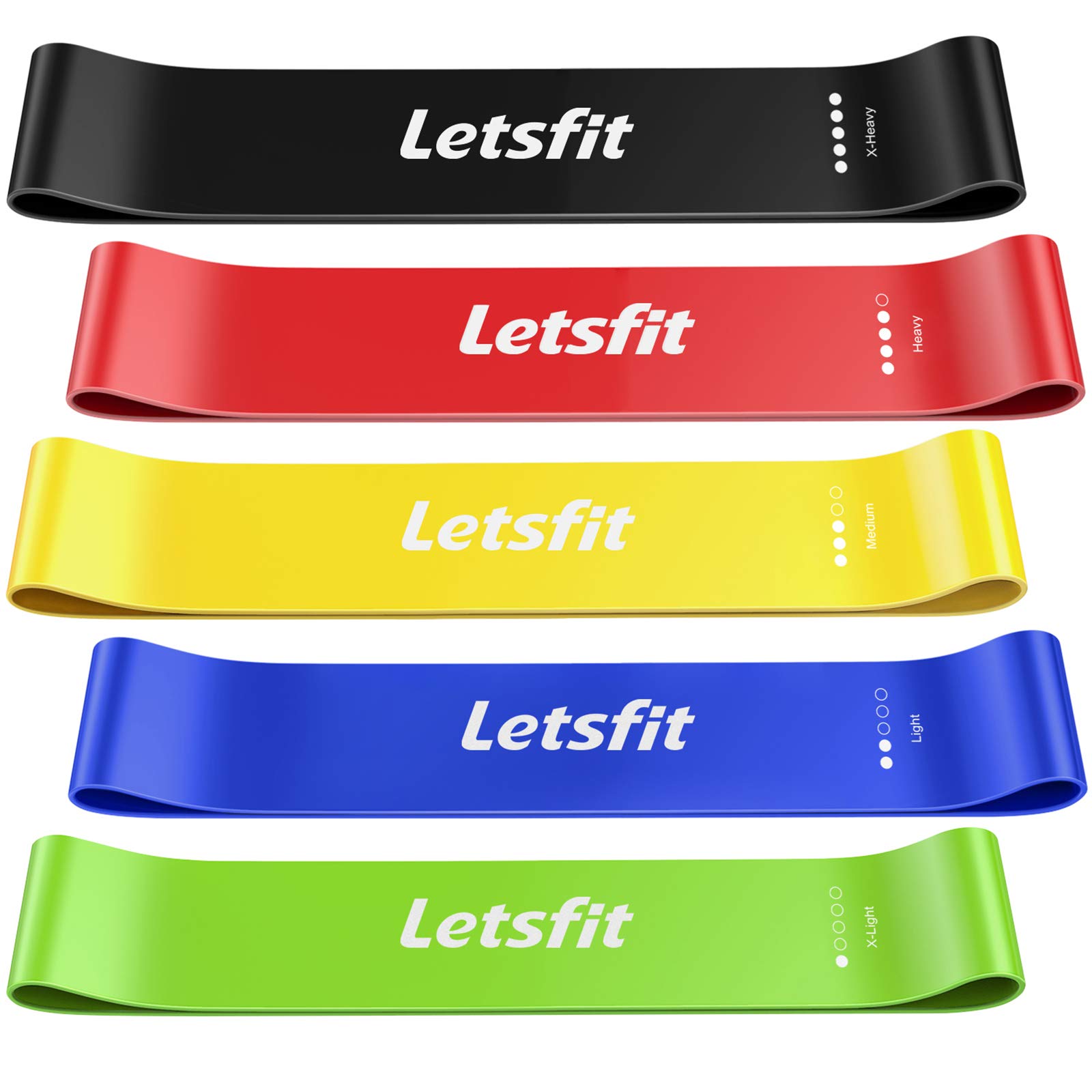 Letsfit Resistance Loop Exercise Bands with Instruction Guide and Carry