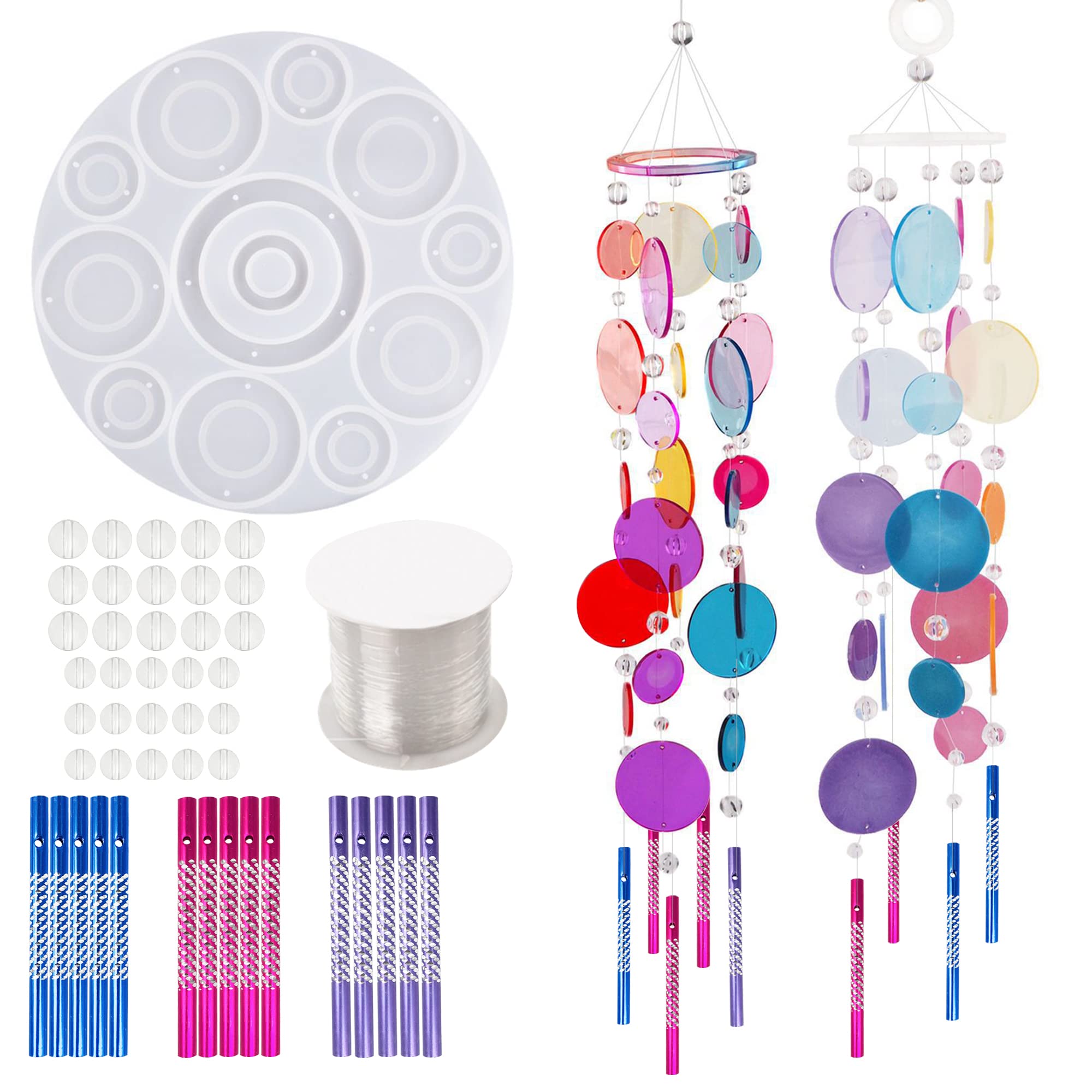 N\A Woohome Wind Chimes Resin Mould Resin Kit, Wind Chimes Epoxy Resin Molds with Craft Supplies for Create Art DIY Wind-Bell Decorations, Home Decor