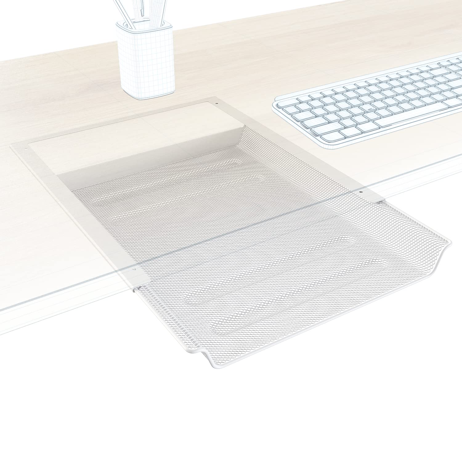 KD Essentials – 2× under-desk drawers, store Letter sheets and office supplies hidden away under the desk, sliding organiser/storage drawer units for the business/home office – twin set, metal, white