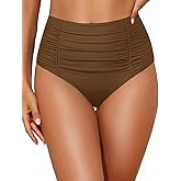 Holipick Bathing Suit Bottoms for Women - High Waisted Bikini Bottoms Ruched Tummy Control Swimsuit Bottom