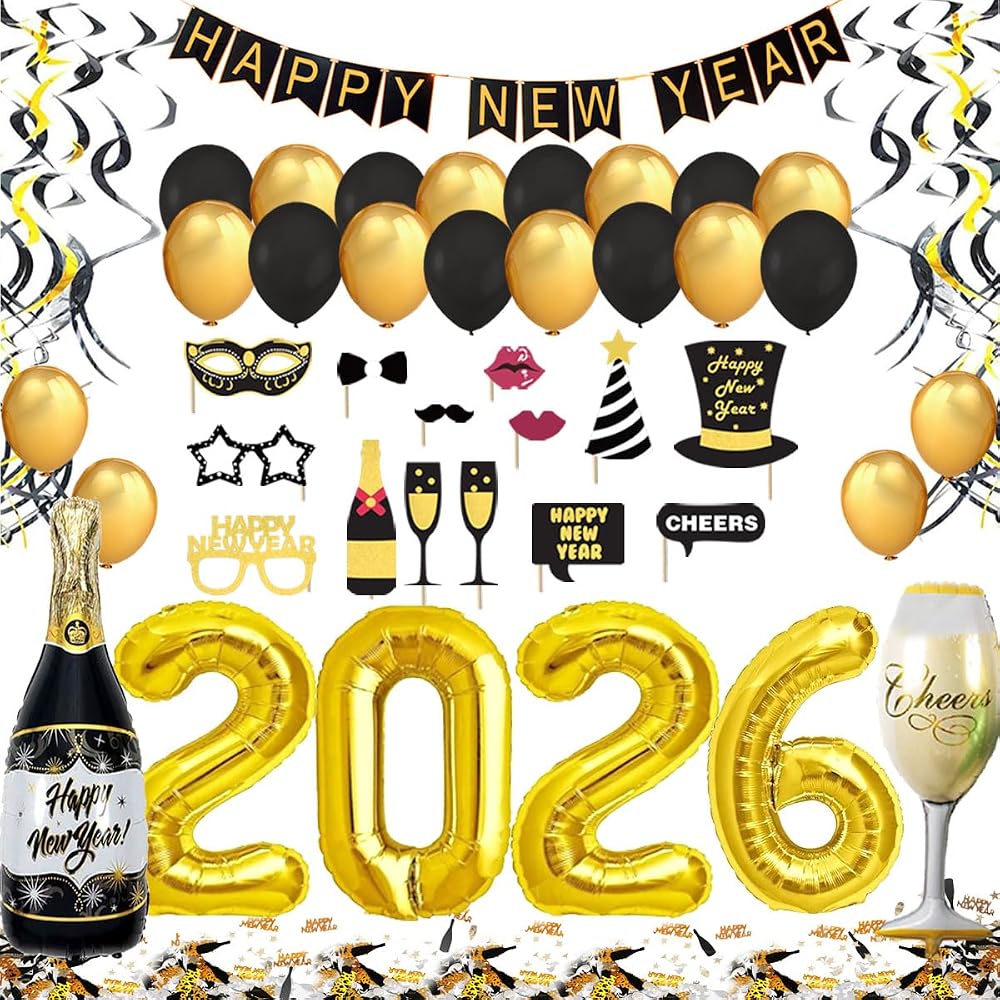 Jonami New Year's Eve 2026 XXL Decoration Set - Black & Gold