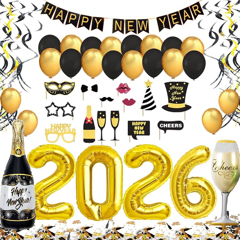 Jonami New Year's Eve 2026 XXL Decoration Set - Black & Gold