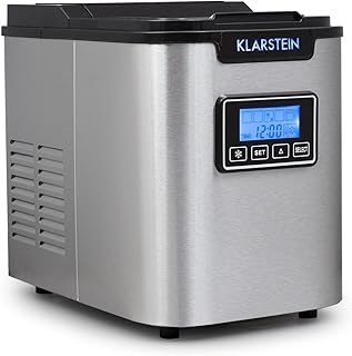 Klarstein Icemeister - Eiswürfelbereiter, Eiswürfelmaschine, Ice Maker, 12 kg / 24 h, 3 Würfelgrößen, Timer, LCD-Display, Selbstreinigungsprogramm, LED-Beleuchtung, Edelstahl, schwarz