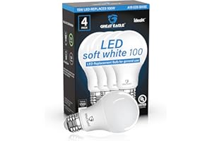 GREAT EAGLE LIGHTING CORPORATION Great Eagle A19 LED Light Bulbs 100 Watt Equivalent - UL Listed - Soft White 3000K LED Light Bulbs, 15W Non-Dimmable, 1500 Lumens (4 Pack)