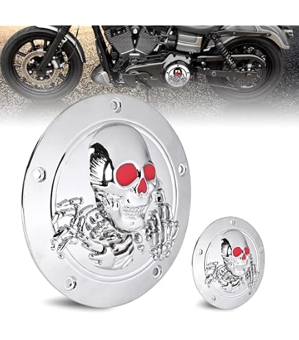 thumbnail image 2 of Skull Edge Cut Derby & Timing Cover Set For Harley Touring Softail Dyna – Black Aluminum 2 of 4