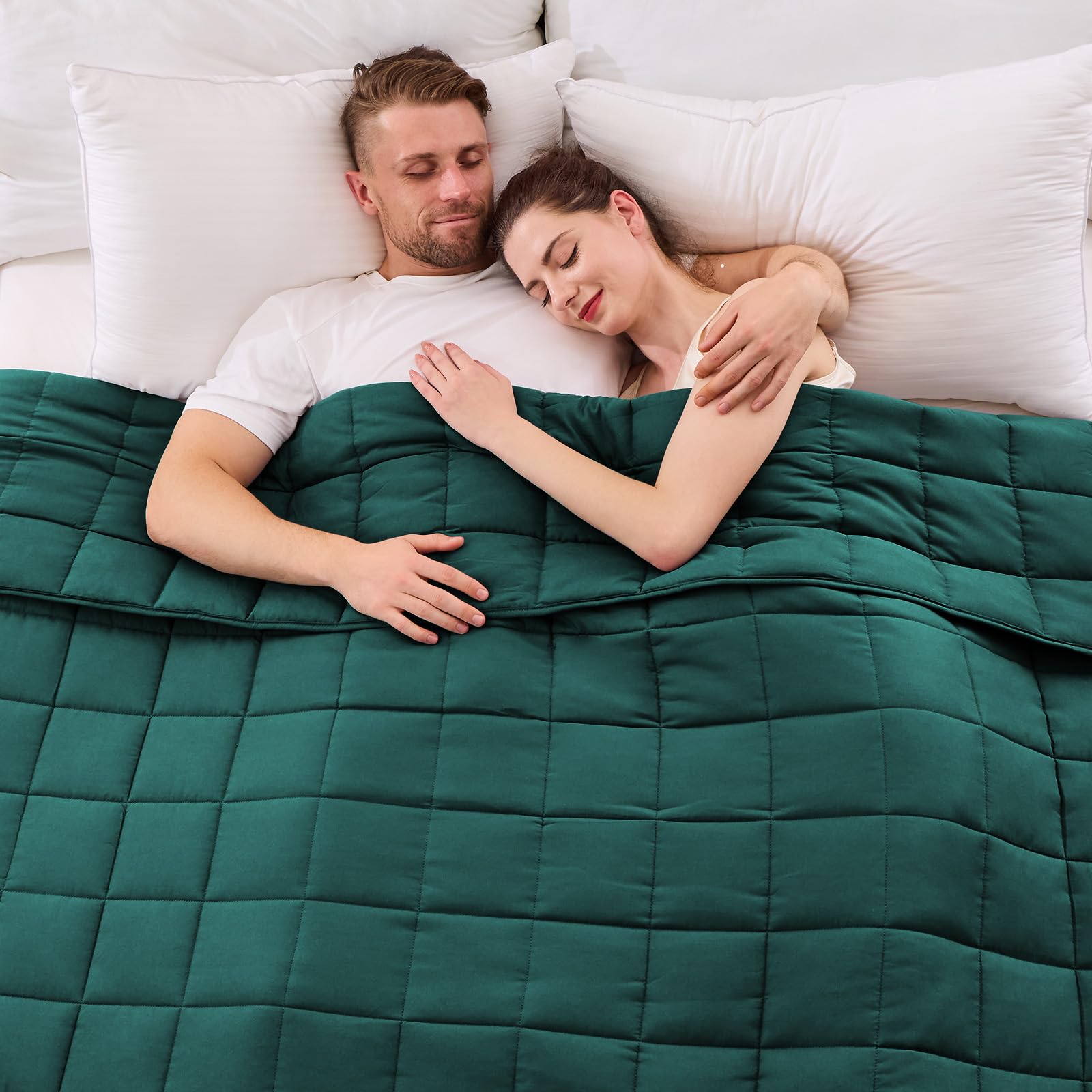 Photo 1 of King Size Weighted Blanket for Adults (20 lbs, 80” x 87”, Dark Green) Cooling Heavy Blanket for Sleeping Perfect for 190-210 lbs, Breathable Blanket for Adults & Couple All Season, Machine Washable