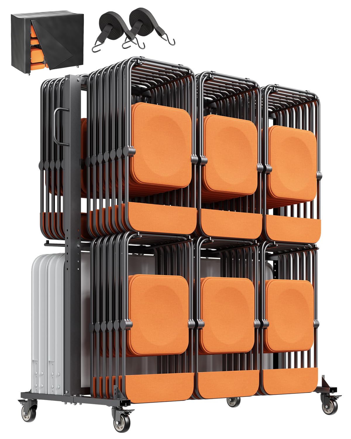 Zoro Select 9Jam4 Stacked Chair Dolly – Holds 10 Chairs, 1000 Lb Capacity