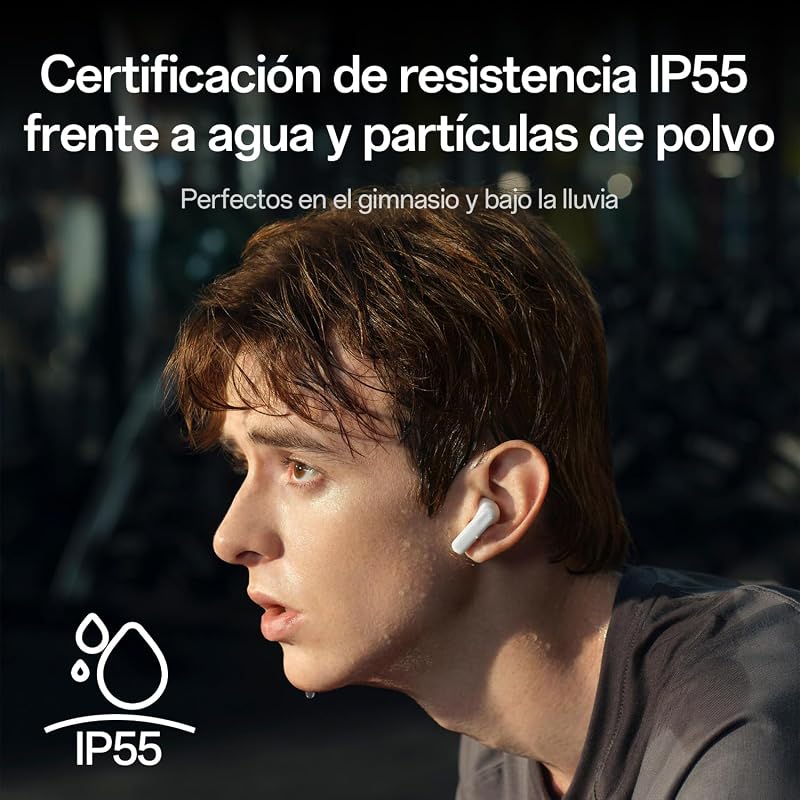 Auscultadores sem fios Enco Buds3, Bluetooth 5.4, IP55 resistente à água, bateria 48 h, tradução por IA, modo de jogo 47ms, branco — foto 6 de 7