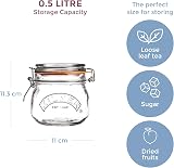 Kilner Set of 3 Round Clip Top Jars 0.5 Litre 500ml Airtight Glass Storage view 5