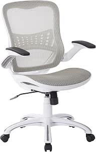Amazon.com: Office Star Mesh Back & Seat, 2-to-1 Synchro & Lumbar Support Managers Chair, White ...