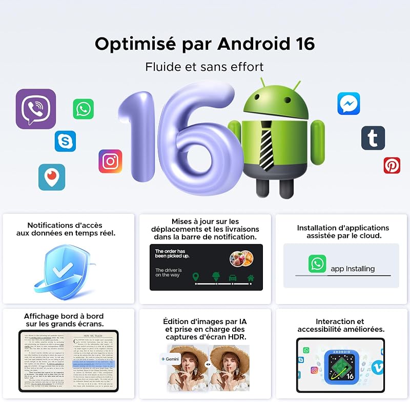 P11 Pro Tablette Android 16, Tablette 11 Pouces avec Gemini AI, 48Go RAM+128Go ROM, Tablette Tactile 2.4K 90Hz, T7250, 13MP+5MP, 8800mAh, 5G WiFi, Tablette avec Clavier, Stylet, Souris-Noir