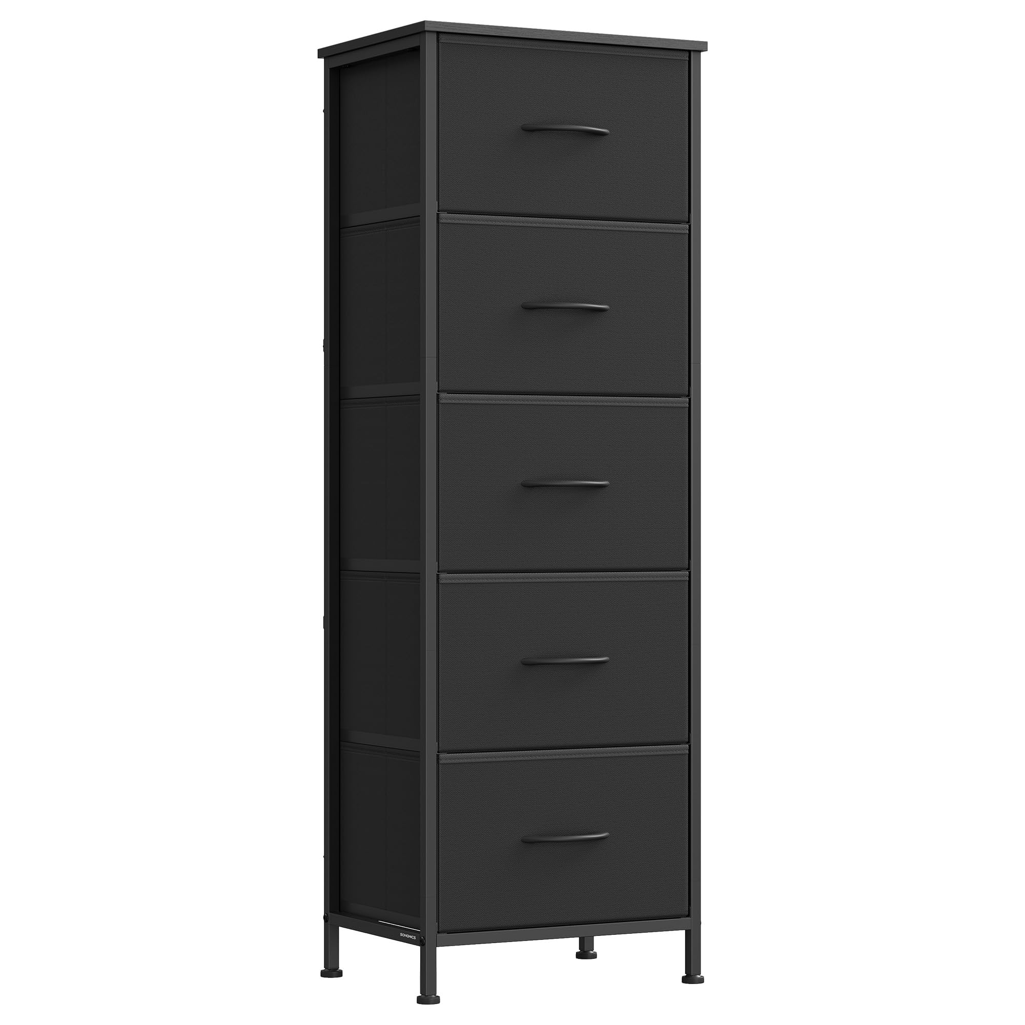 Photo 1 of SONGMICS Dresser for Bedroom, Chest of Drawers, Steel, MDF, 5 Non-Woven Fabric Drawers, Storage Organizer Unit, Closet, Entryway, Ink Black and Ebony Black LGS315B01S