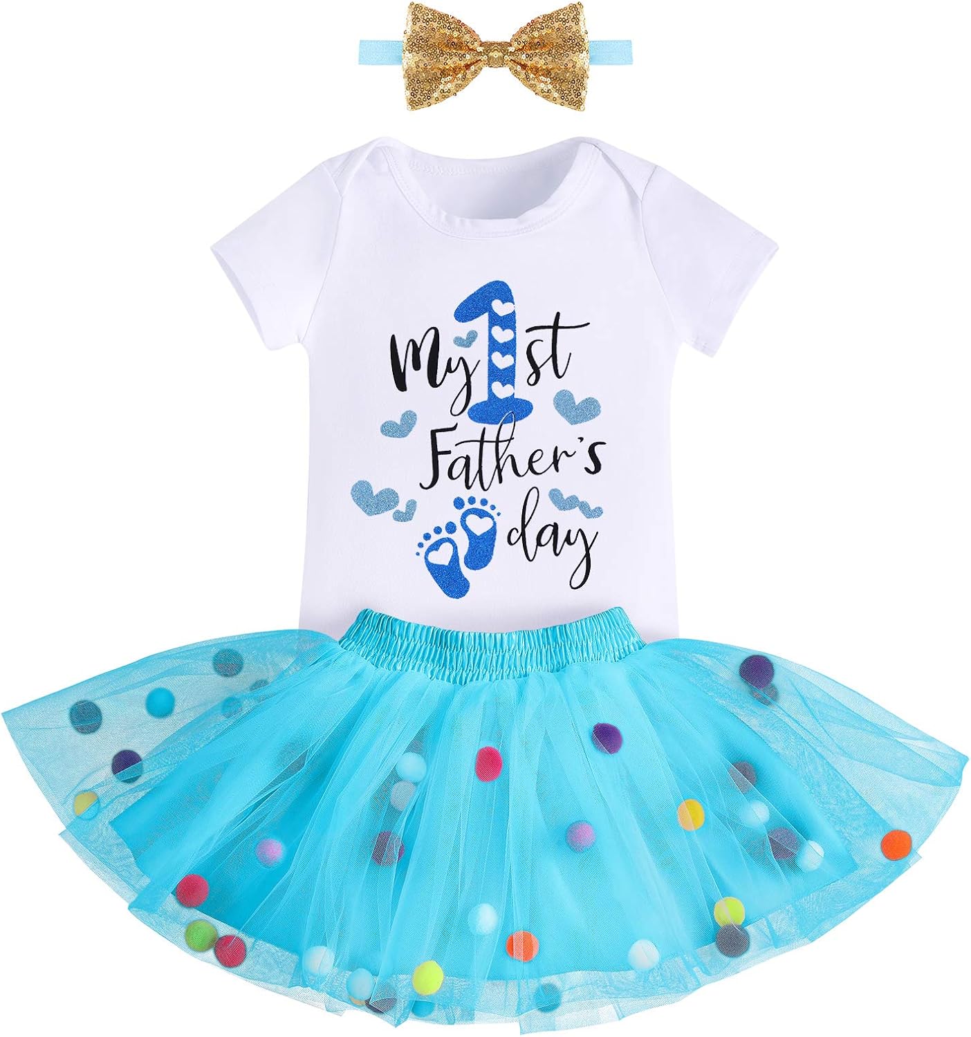 Baby Girls 1st Birthday Cake Smash 3pcs Outfits Set Cotton Romper Bodysuit+Tutu Dress+Flower Headband Princess Skirt Clothes