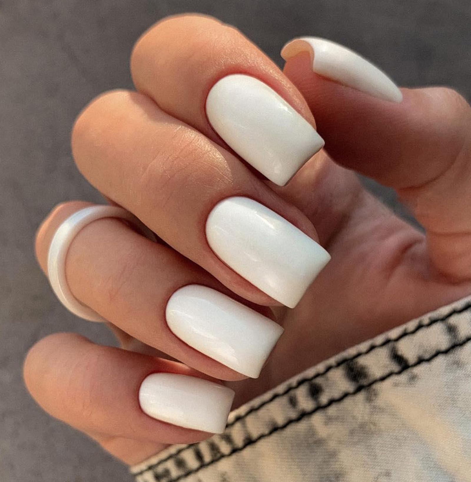 LoveOurHome 240pc White Press on Nails Medium Square Fake Nails Press ons Square Nail Tips Gel False Nails Colored Presson Artificial Fingernails & Glue Adhesive Tabs Women Girls Manicure Decor - Image 3