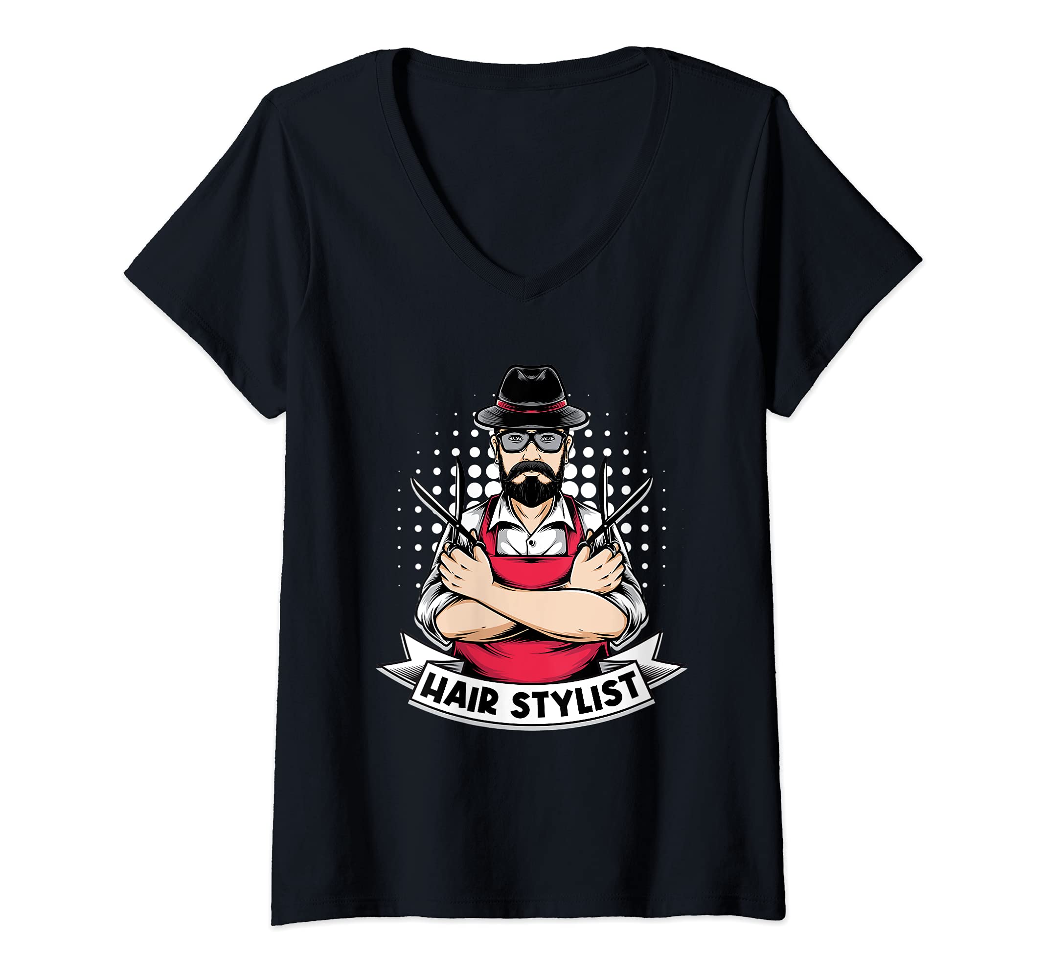 Womens Hair Stylist Hair Stylist Scissors Esthetician Hairdresser V-Neck T-Shirt