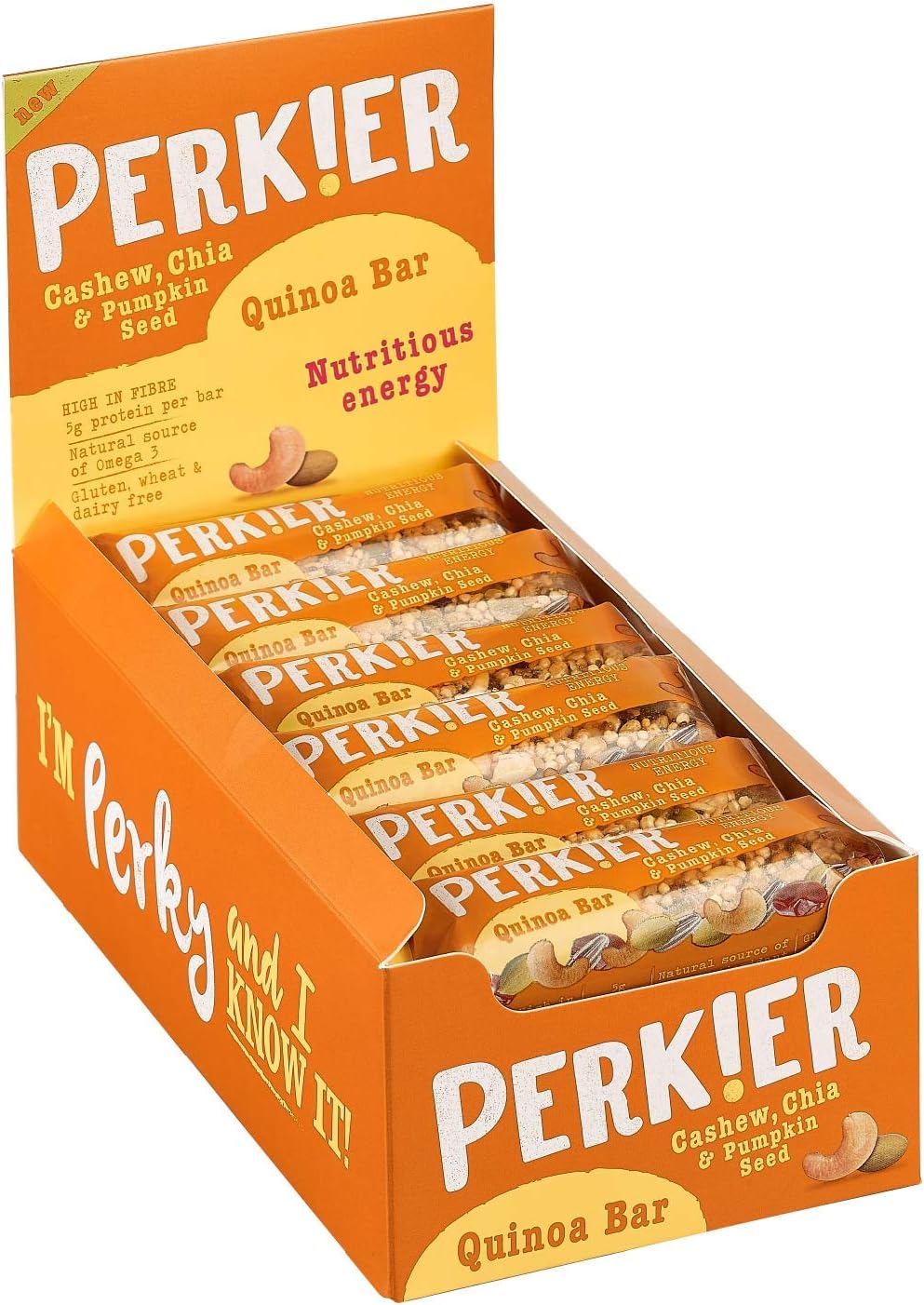 PerkierQuinoa Bar Cashew/Chia And Pumpkin Seed 35 G (Pack Of 18)