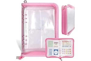 NOCAFI Sticker Organizer Binder Sticker Storage Book Collecting Album for Collecting Stickers A5 Reusable Sticker Collection Holder Book with 40 Sheet Pocket Zipper Sticker Keeper Book (Pink)