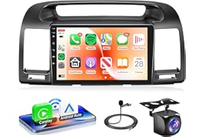 4Core 2G+64G Android Car Stereo Carplay for Toyota Camry 2000 2001 2002 2003 2004 2005 2006, Rimoody 9 Inch Touch Screen Car Radio with GPS WiFi Bluetooth FM Mirror Link Android Auto Backup Camera