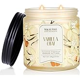 M&SENSE Vanilla Chai Scented Candle, 11.6oz Natural Soy Wax, 70 Hours Long Lasting Clean Burn, Holiday Jar Candle for Home Decor, Non-Toxic Relaxing Aromatherapy Gifts for Women