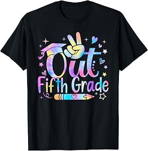 Peace Out Fifth Grade Cute Tie Dye Last Day Of 5th Grade T-Shirt