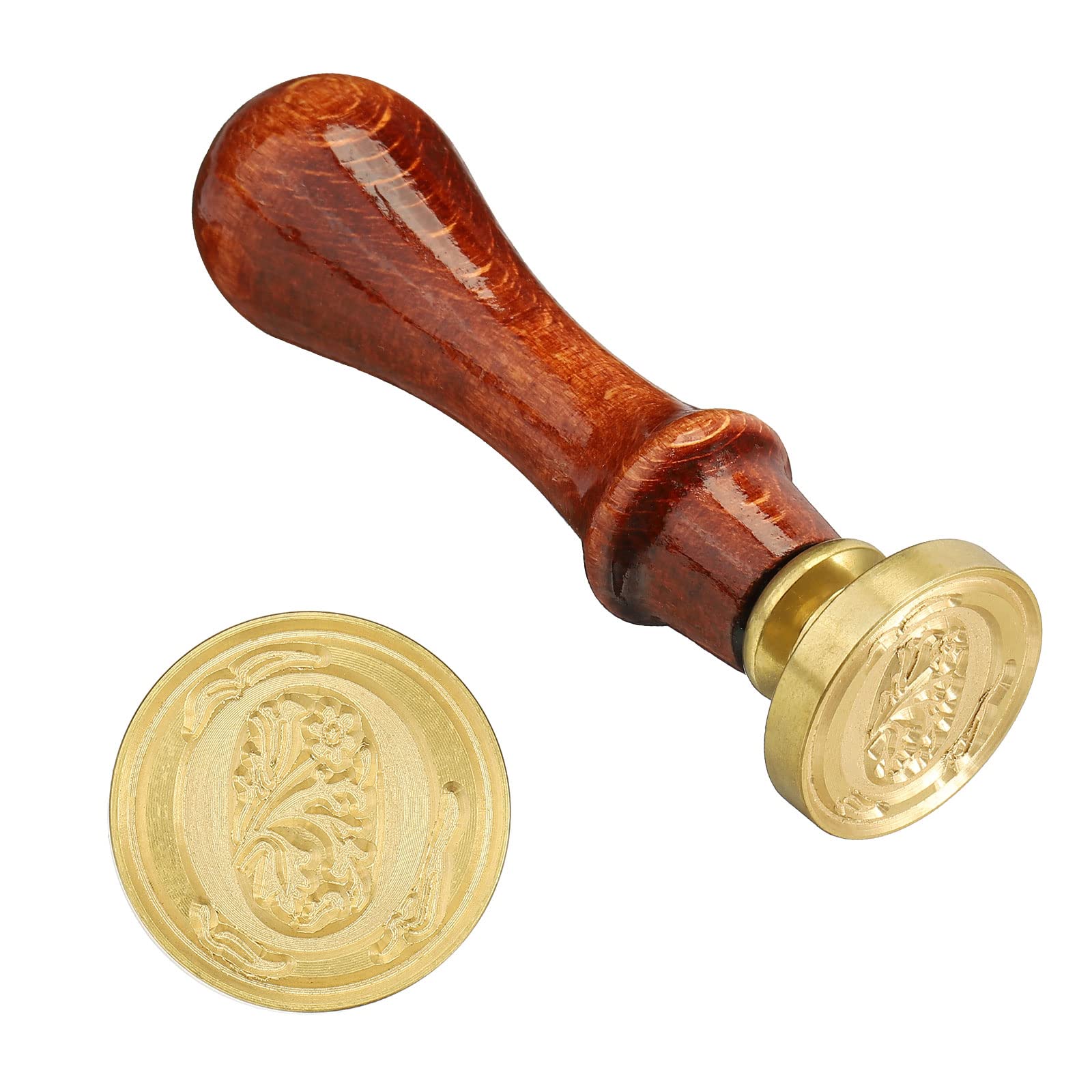 PATIKIL Letter Wax Seal Stamp, Alphabet O Wooden Handle 25mm Removable Retro Brass Head Classic Sealing Stamp for Envelope Invitation Card Wedding Gift Decoration