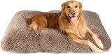 EHEYCIGA Fluffy Extra Large Dog Crate Bed Calming Anti Anxiety Camel 112x85x10cm