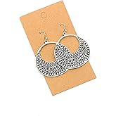 Large Native Design Detailed Hoops on Sterling Silver Earrings