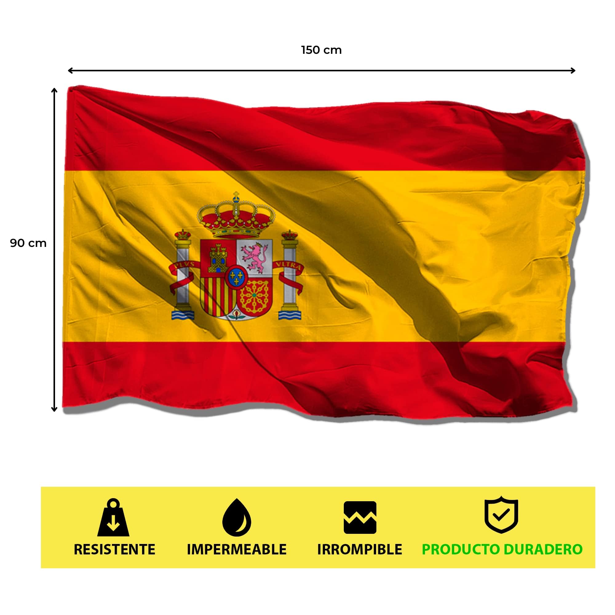 Raxint Large Spain Flag 2pcs, Spanish Flag for Indoor and Outdoor, Flag for Hanging or Use with Pole for Flags, Fabric Spain Flag, Large Size Spain Flag 90 x 150 cm