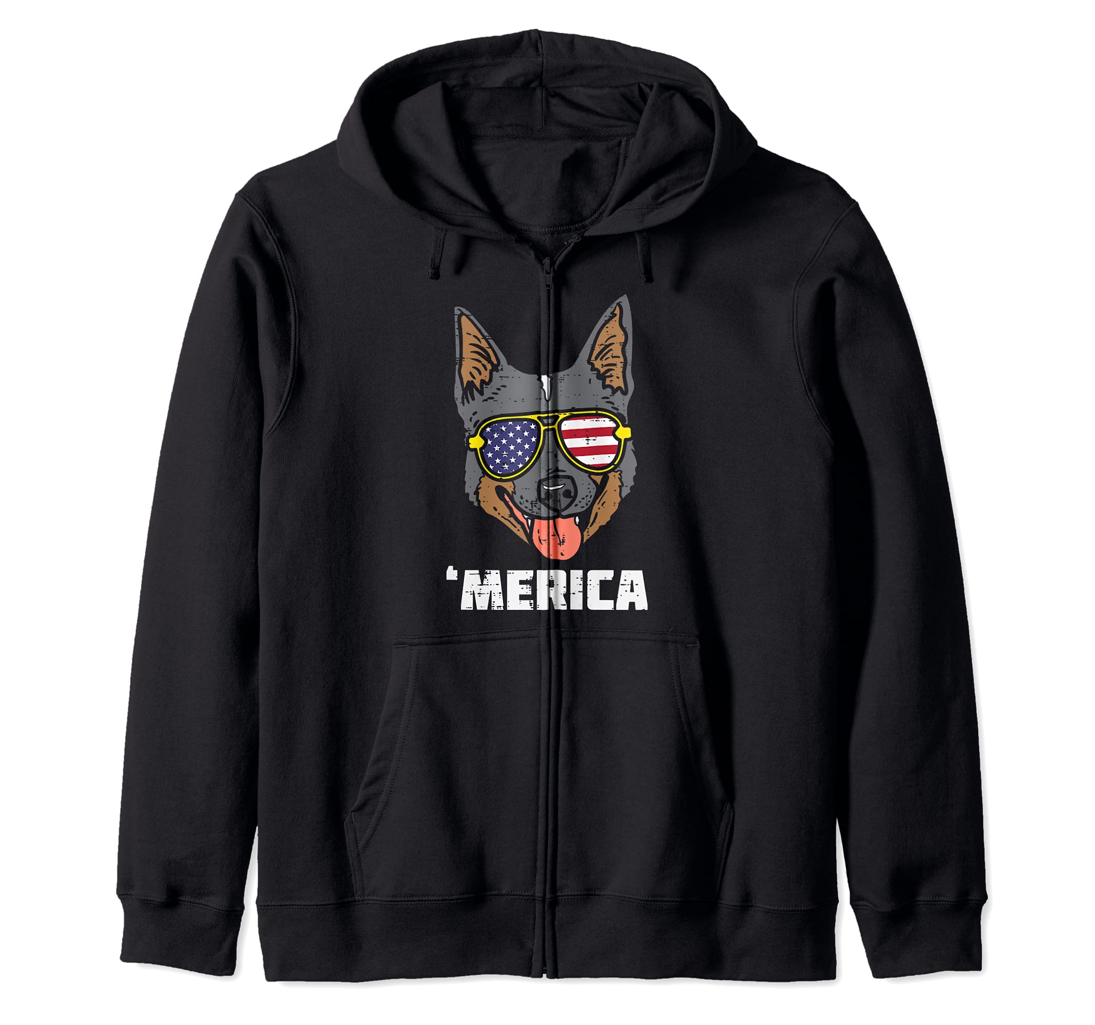 Australian Cattle Dog Heeler Merica 4th Of July Fourth Dog Zip Hoodie