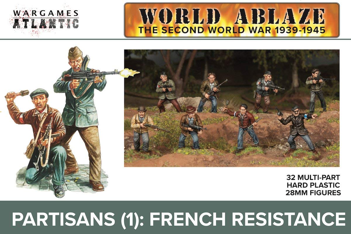 Wargames Atlantic World Ablaze - The Second World War 1939-1945: Partisans (1) French Resistance (32 Multi Part Hard Plastic 28mm Figures)