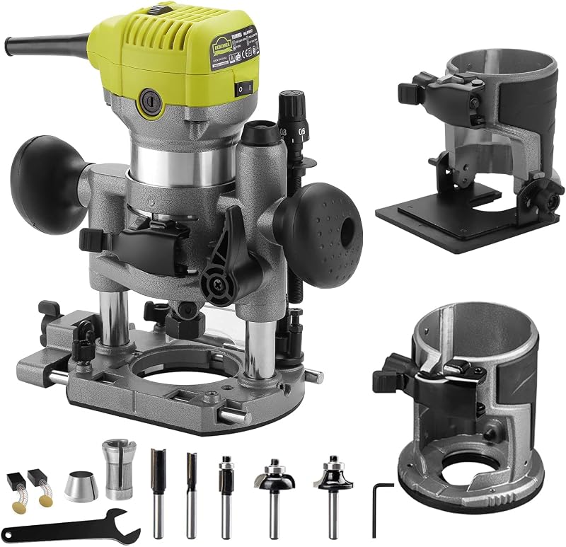 DEWINNER Electric Hand Wood Trimmer Router 220V 710W with 3 Bases