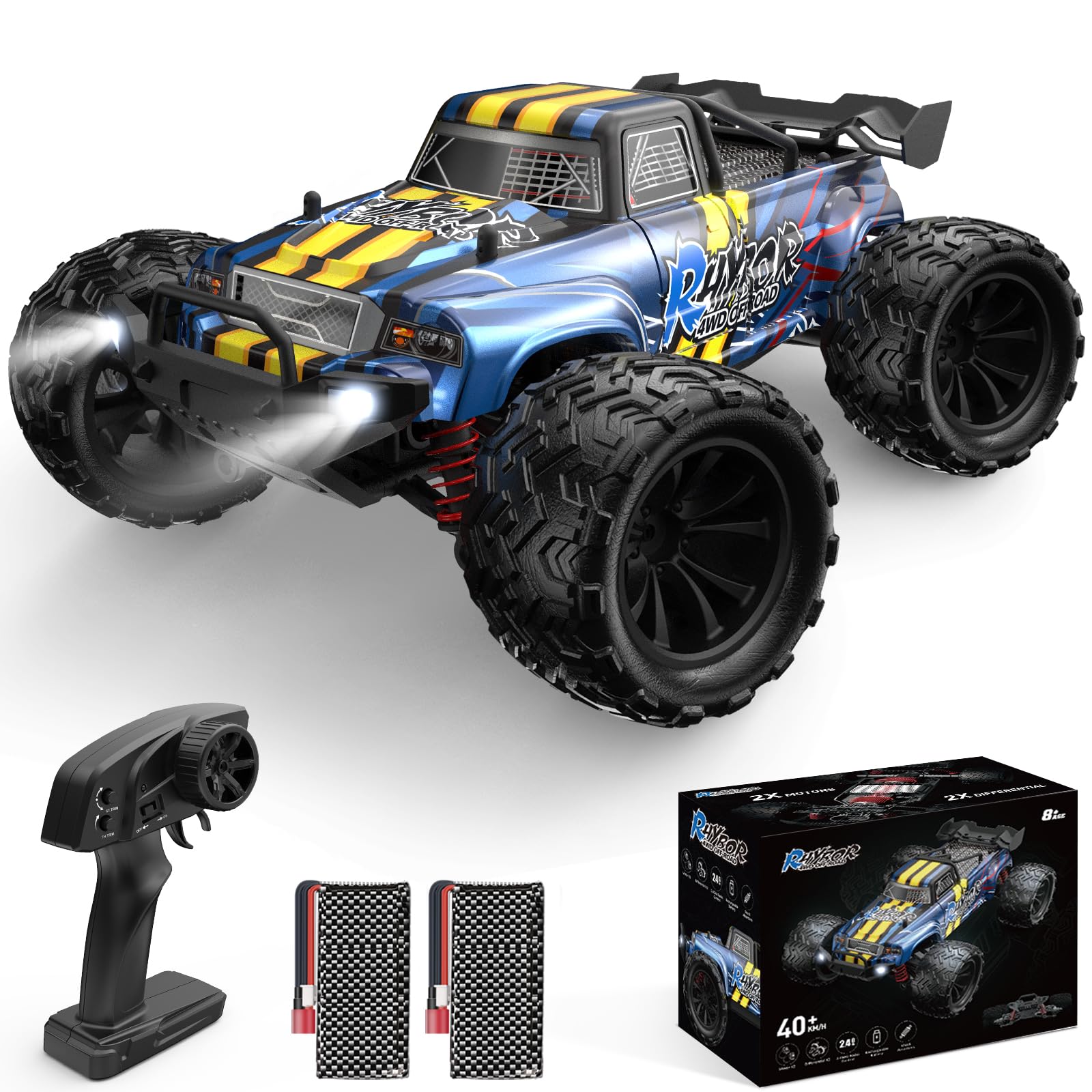 Rhybor Ferngesteuertes Auto 40KM/H 1:16 RC Auto, 4WD Crawler Monstertruck für Erwachsene und Kinder 8+, RC Buggy mit Präzisionssteuerung, Ideal für Rennen und Offroad-Abenteuer