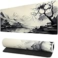 Gaming Mouse Pad Desk Pad,Extended Big Mouse Pad,31.5x11.8 Inch Long Computer Keyboard Mouse Mat Mousepad with 3mm Non-Slip Base and Stitched Edge for Gaming and Office… (wash painting2)