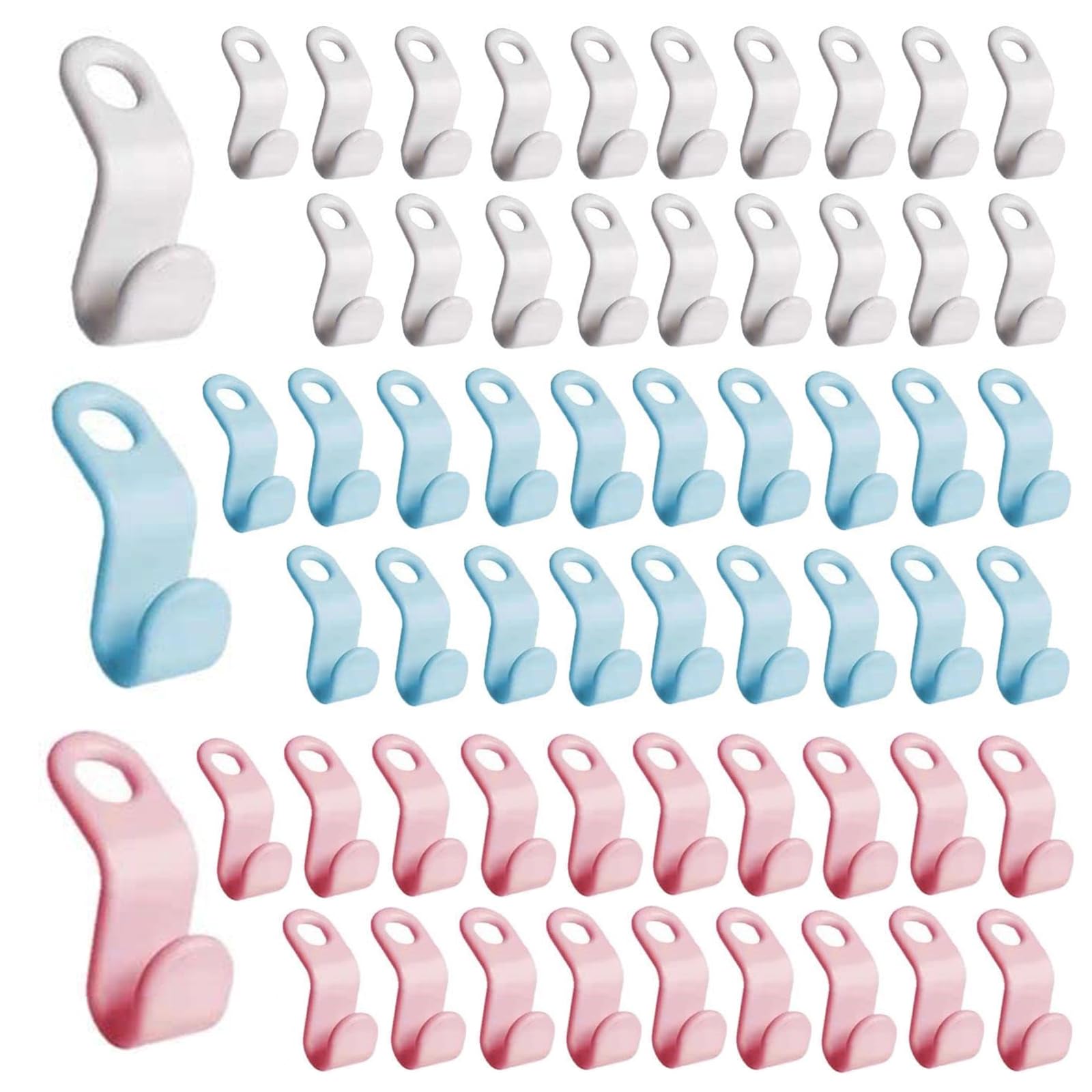 60 Pcs Clothes Hanger Connector Hooks, Space Saving Hangers, Coat Hangers Space Saving, Clothes Hangers Space Savers Hanger Hooks for Wardrobe Organise Space Saving (Multicolor)