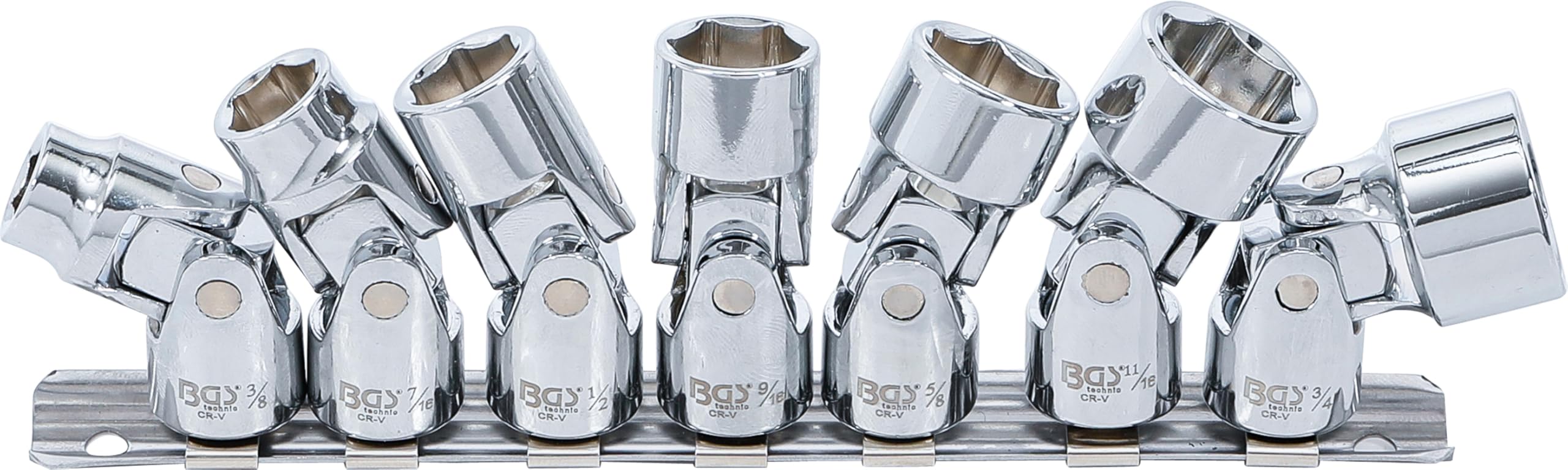BGS 9501 | Universal Joint Socket Set, Hexagon | 10 mm (3/8") Drive | 3/8" - 3/4" | Inch Sizes | 7 pcs.