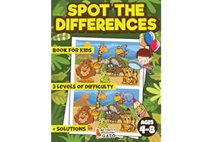 Spot the differences book for kids 4-8: Seach and Find Puzzle Games with Animals activity book