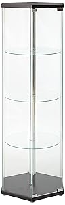 Hexagon Shaped Curio Cabinet Black and Clear