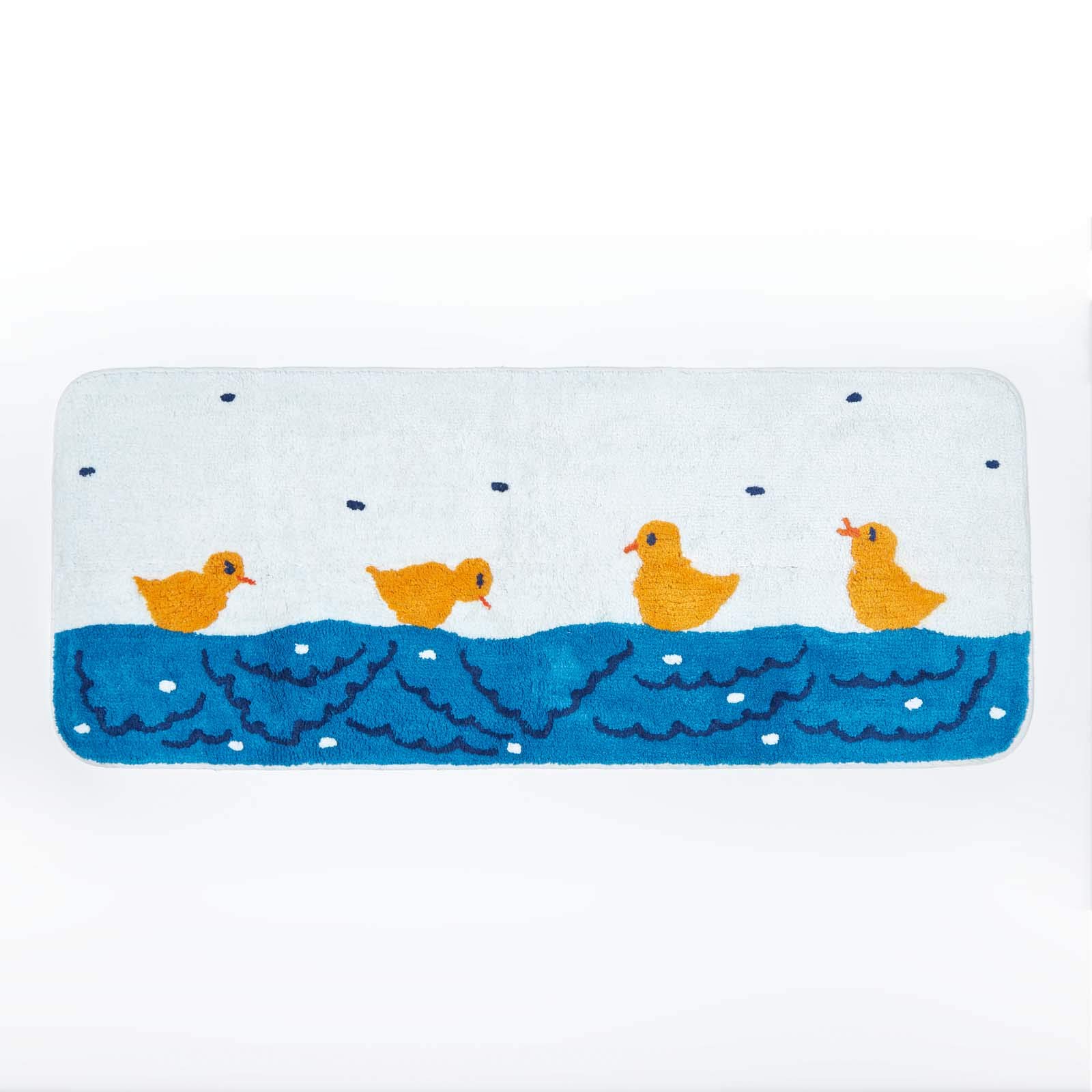 HOMESCAPES Duck Pond Bath Runner, 50 X125 cm, 1400 GSM rug in 100% Cotton, Non Slip Spray Back, Washable at Home