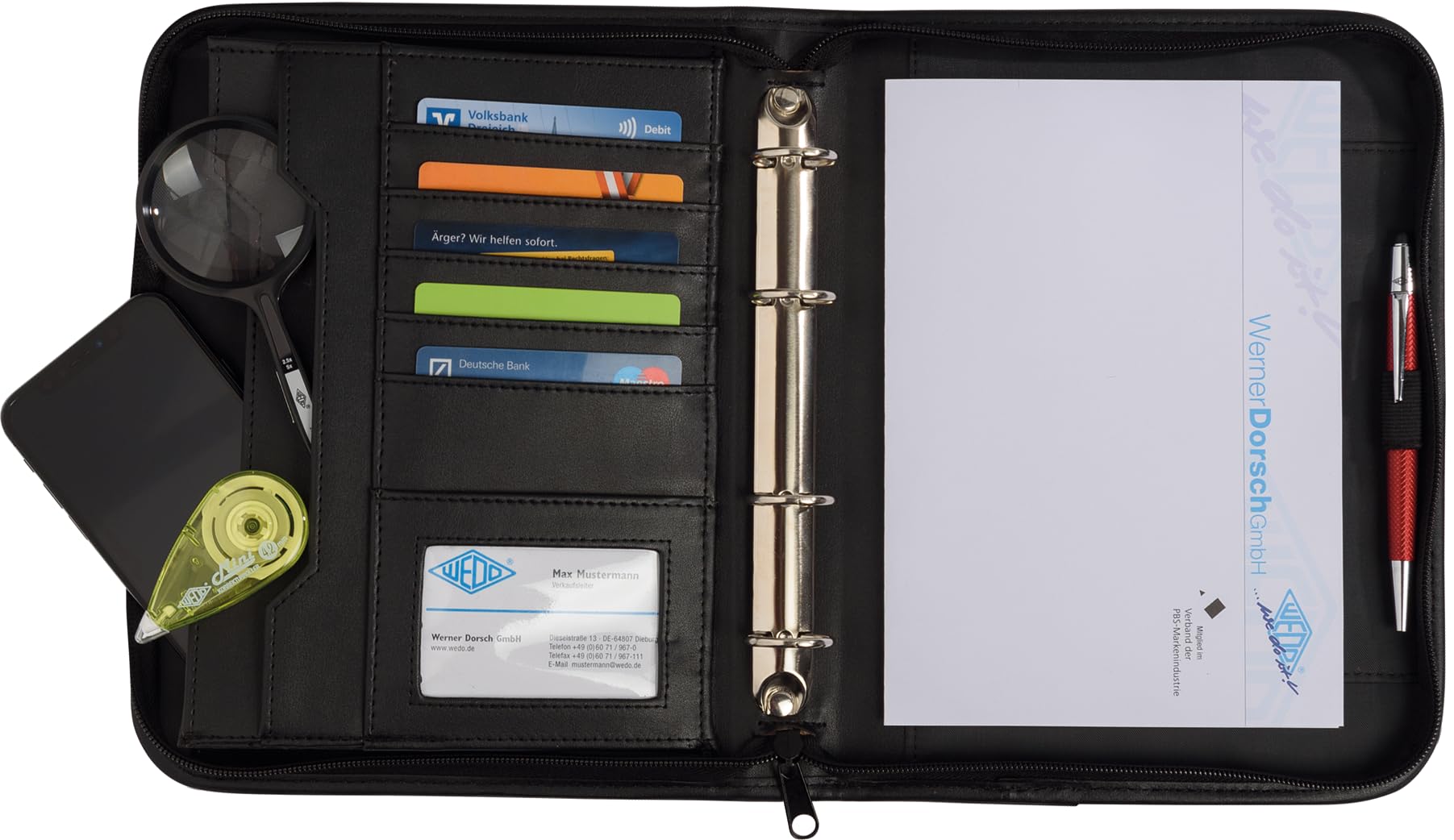Wedo 581501, Conference Organiser, A5, Black, Elegance, 4-Ring Mechanism — image 1
