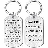 To My Grandson Gifts from Grandma Grandpa - Grandson Birthday Adult Keychain Gifts for Little Boy