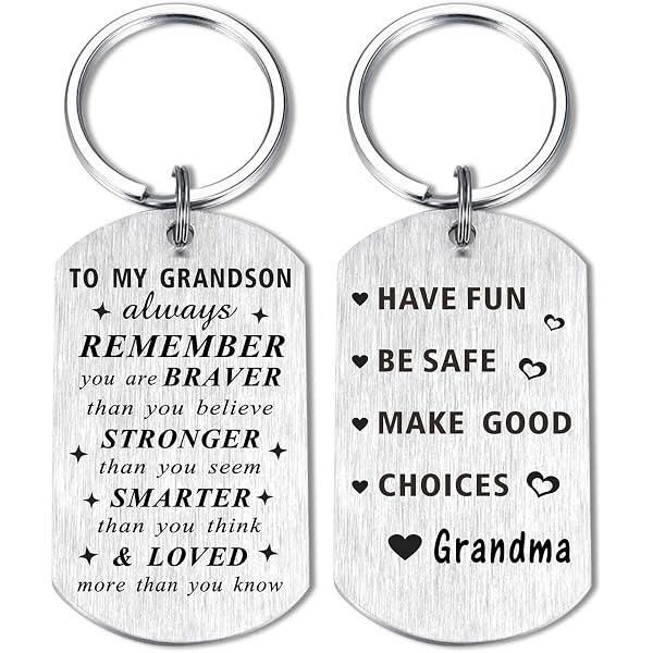 "Don't Do Stupid" Keychain Gift For Grandson - Sweet 16, 18th, 21st Birthday Key Ring From Grandma, Black Metal - View #5